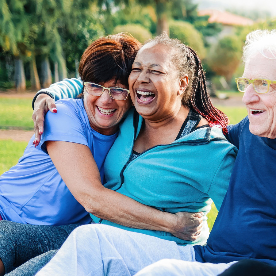 happy senior friends about faragi group delaware